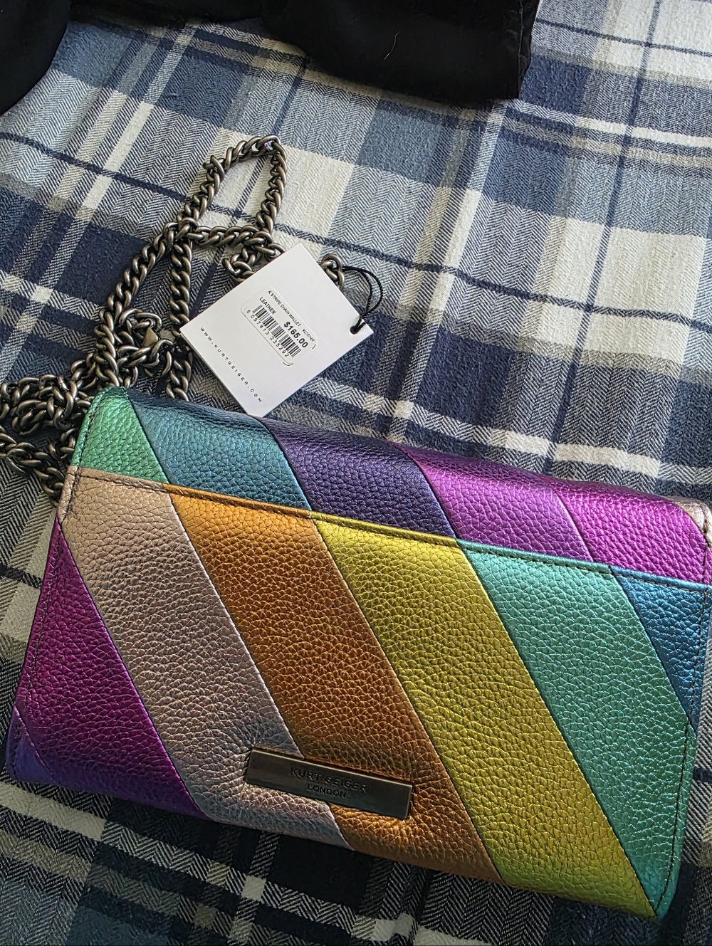 Kurt Geiger Rainbow Wallet Metallic Crossbody Bag Kensington Rainbow BNWT - Picture 5 of 8